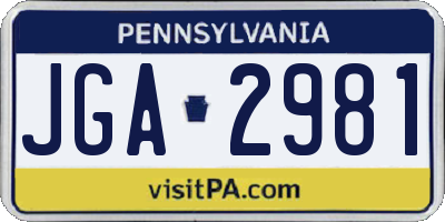 PA license plate JGA2981