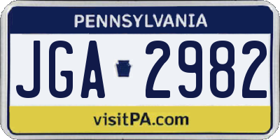 PA license plate JGA2982