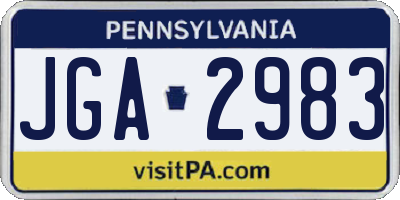 PA license plate JGA2983