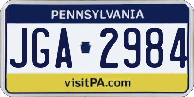 PA license plate JGA2984
