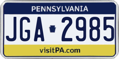 PA license plate JGA2985