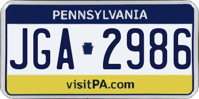 PA license plate JGA2986
