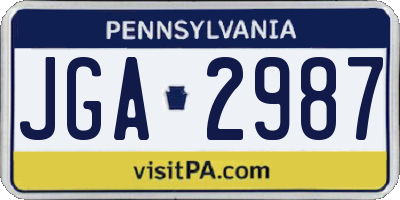 PA license plate JGA2987