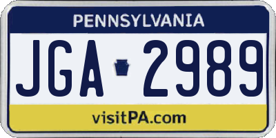 PA license plate JGA2989