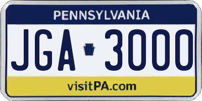PA license plate JGA3000