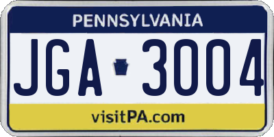PA license plate JGA3004