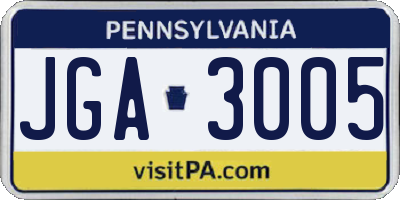 PA license plate JGA3005