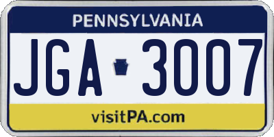 PA license plate JGA3007