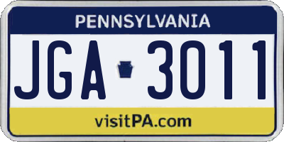 PA license plate JGA3011