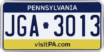PA license plate JGA3013
