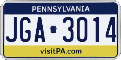 PA license plate JGA3014