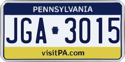 PA license plate JGA3015