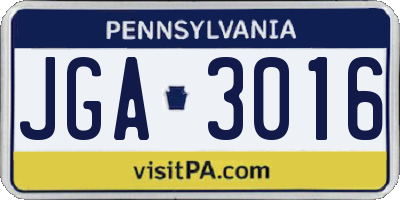 PA license plate JGA3016