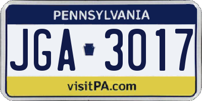 PA license plate JGA3017