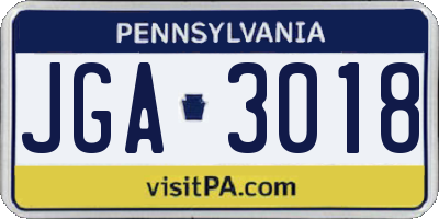 PA license plate JGA3018