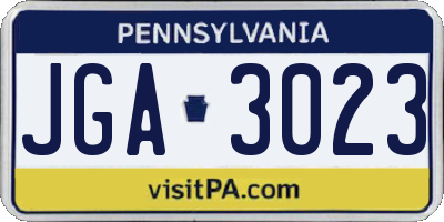 PA license plate JGA3023