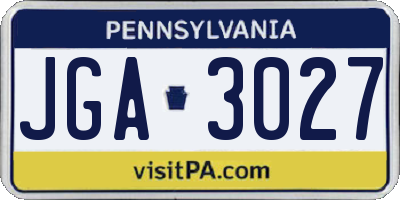 PA license plate JGA3027