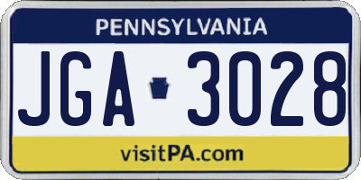 PA license plate JGA3028