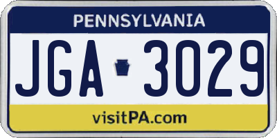 PA license plate JGA3029