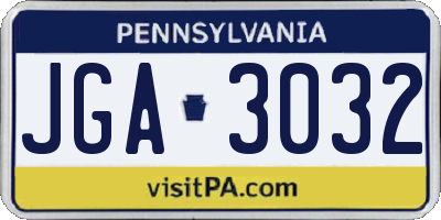 PA license plate JGA3032