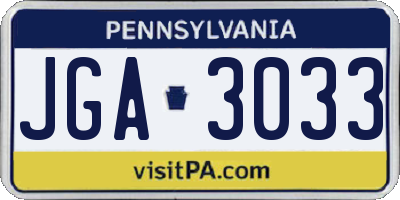PA license plate JGA3033