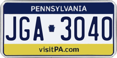 PA license plate JGA3040