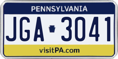PA license plate JGA3041