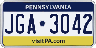 PA license plate JGA3042