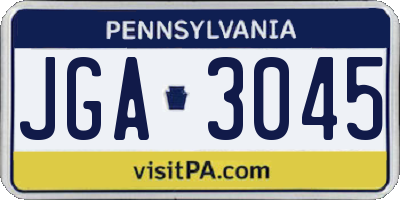 PA license plate JGA3045