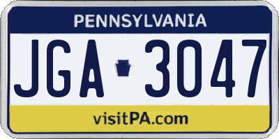 PA license plate JGA3047