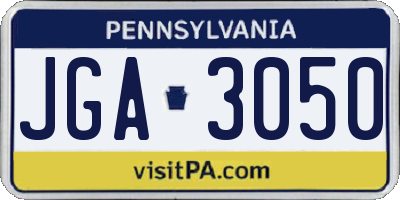 PA license plate JGA3050