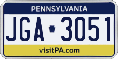 PA license plate JGA3051