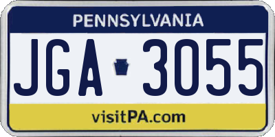 PA license plate JGA3055