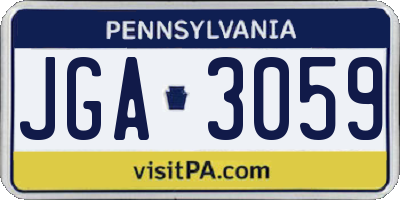 PA license plate JGA3059