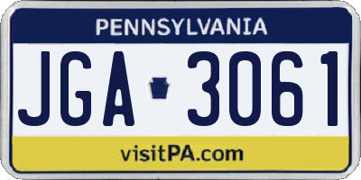 PA license plate JGA3061