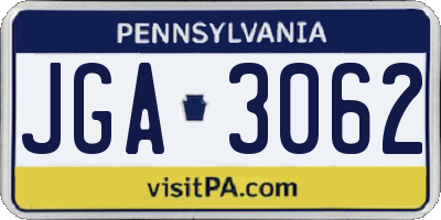 PA license plate JGA3062