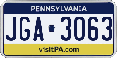 PA license plate JGA3063