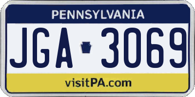 PA license plate JGA3069