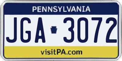 PA license plate JGA3072