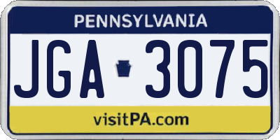 PA license plate JGA3075