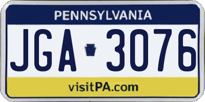 PA license plate JGA3076