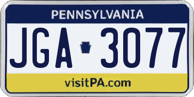PA license plate JGA3077