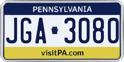 PA license plate JGA3080