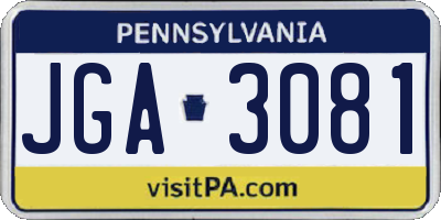 PA license plate JGA3081