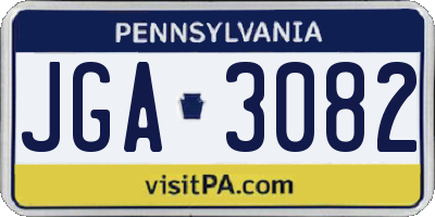 PA license plate JGA3082