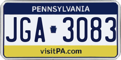 PA license plate JGA3083