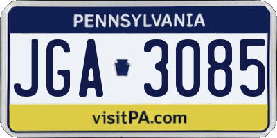 PA license plate JGA3085