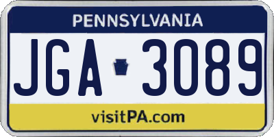 PA license plate JGA3089