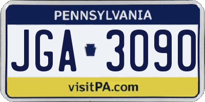 PA license plate JGA3090