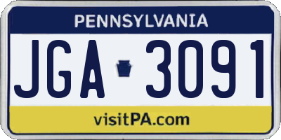 PA license plate JGA3091